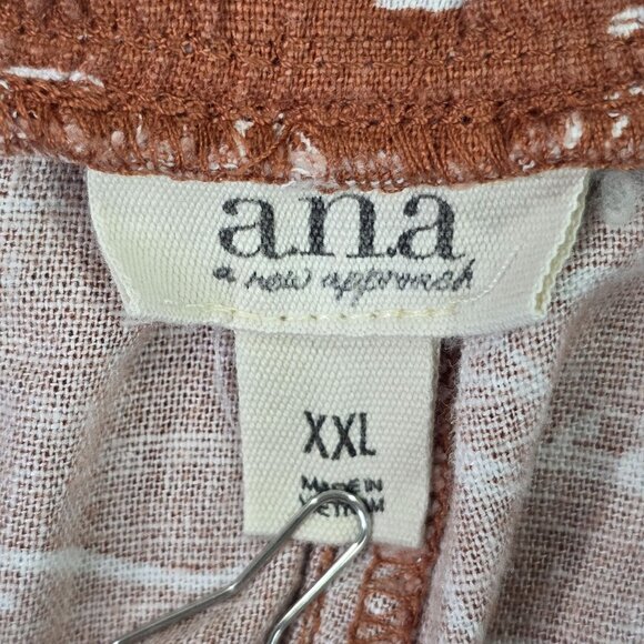 Womens Ana Rust Brown Shorts Palm Tree Print Linen Rayon Blend 6" Inseam XXL - Picture 2 of 9
